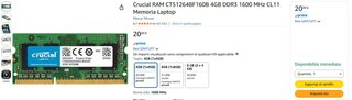 2x Crucial 4GB DDR3L RAM Laptop