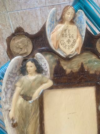Marco imagen religioso, antiguo. Olot 1950