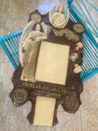 Marco imagen religioso, antiguo. Olot 1950