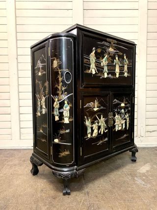 Mueble Bar Vintage Oriental Negro