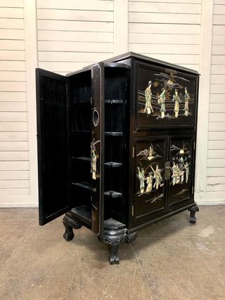 Mueble Bar Vintage Oriental Negro