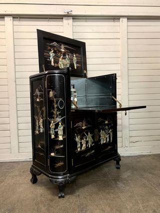 Mueble Bar Vintage Oriental Negro