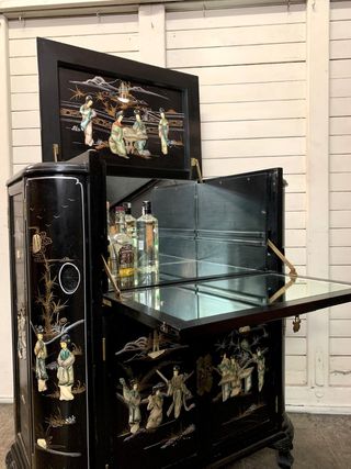 Mueble Bar Vintage Oriental Negro