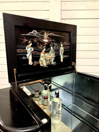 Mueble Bar Vintage Oriental Negro