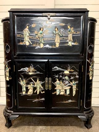 Mueble Bar Vintage Oriental Negro