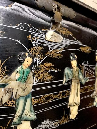 Mueble Bar Vintage Oriental Negro