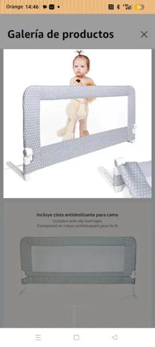 Barrera Cama Niños Abatible 150cm Estrella