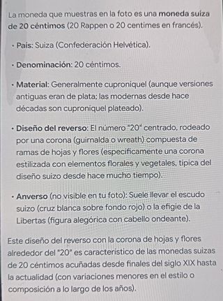 Moneda 20 céntimos Suiza