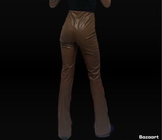 Pantaloni aderenti in pelle marrone