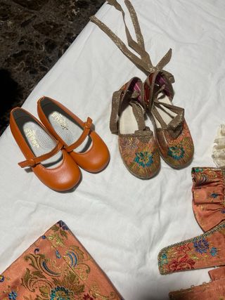 Traje Fallera Niña Verde y Naranja