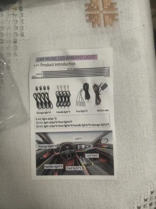 Luz ambiental LED para coche Bluetooth