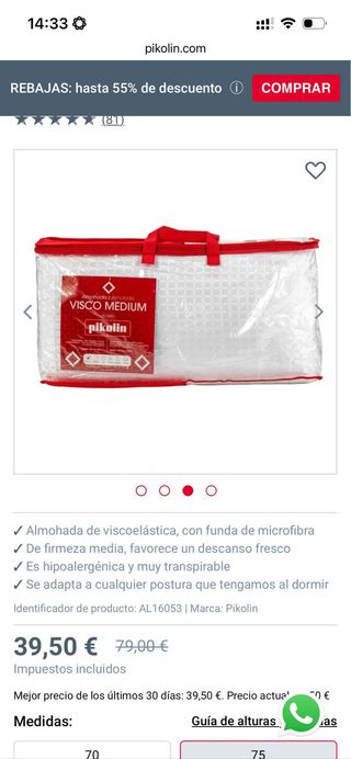 Dos Almohadas Pikolin Visco Medium Nuevas