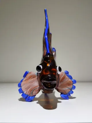 Pez Tropical en Color Mandarín de Cristal Murano.