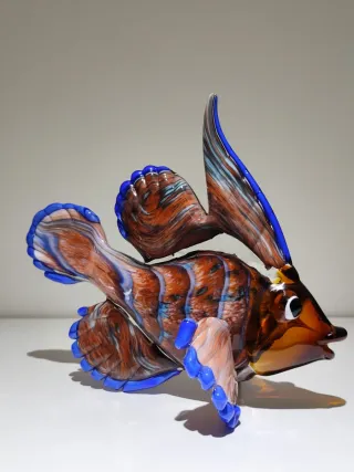 Pez Tropical en Color Mandarín de Cristal Murano.