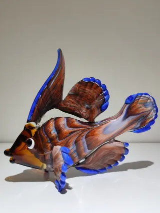 Pez Tropical en Color Mandarín de Cristal Murano.