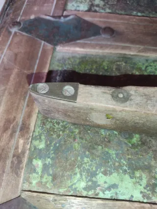 Nivel antiguo madera y bronce de principios del XX