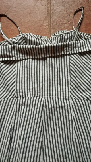 Mono largo Stradivarius rayas marineras y lino