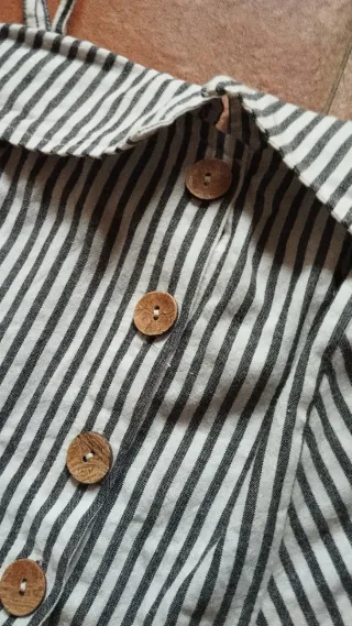 Mono largo Stradivarius rayas marineras y lino