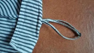 Mono largo Stradivarius rayas marineras y lino