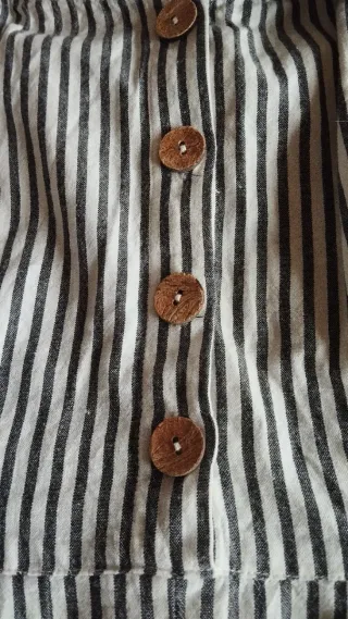 Mono largo Stradivarius rayas marineras y lino