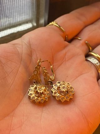Pendientes antiguos oro y brillantes