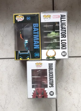 Lotto 3 Funko Pop! Batman, Loki, Diabloceratops