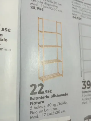 Estantería de madera de 5 baldas