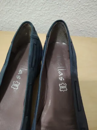 Zapatos merceditas piel azul tacón mujer T.38