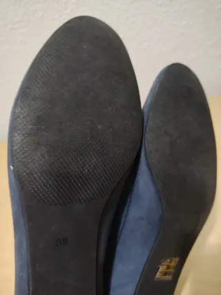 Zapatos merceditas piel azul tacón mujer T.38