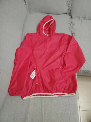 Chubasquero niña Quechua rojo Talla pequeña (12-14