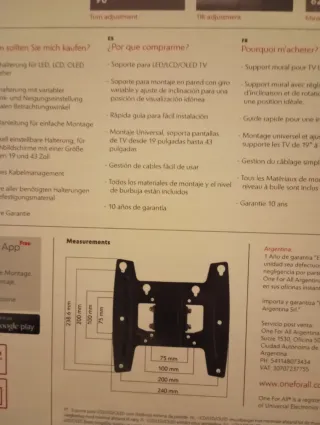 Soporte Pared TV ONE FOR ALL