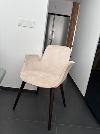 6 Sillas Comedor Tela y Madera