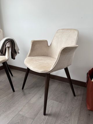 6 Sillas Comedor Tela y Madera