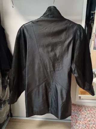 Chaquetón vintage piel negro