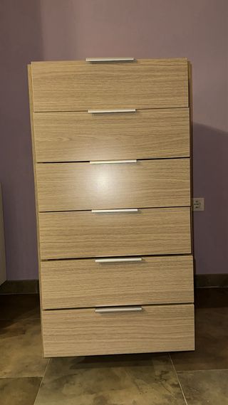 Cómoda 6 cajones madera y metal