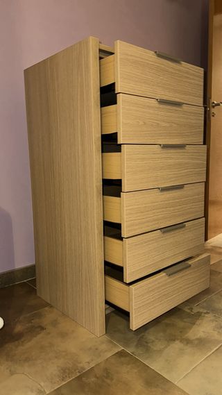 Cómoda 6 cajones madera y metal