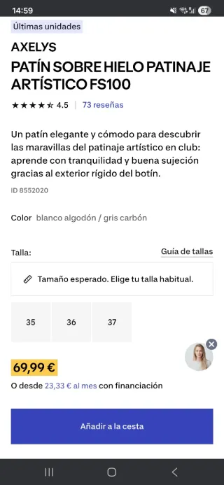 Patines de Hielo Oxelo Talla 39