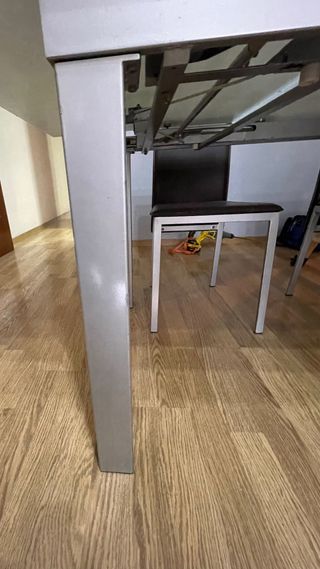 Mesa comedor cristal extensible gris 150x85 185x85