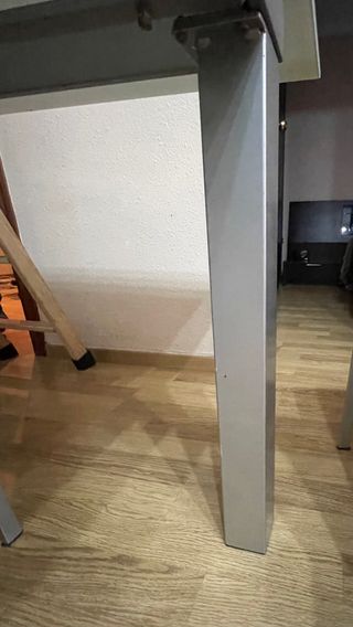 Mesa comedor cristal extensible gris 150x85 185x85