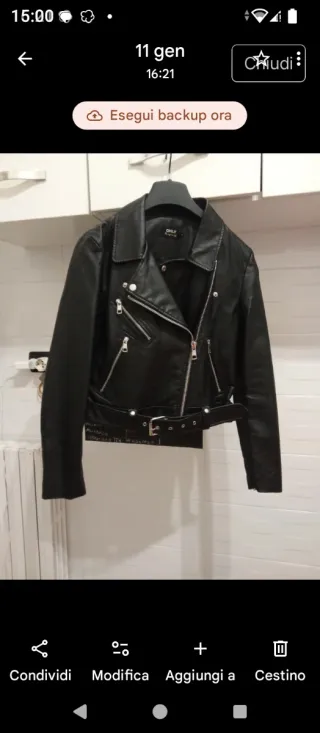 Giubbotto chiodo in pelle Only nero taglia S