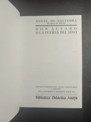 Don Álvaro o la fuerza del sino (Biblioteca Did...