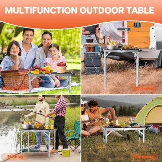 Mesa Camping Plegable Anbte Negra/Plata