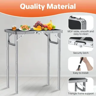 Mesa Camping Plegable Anbte Negra/Plata