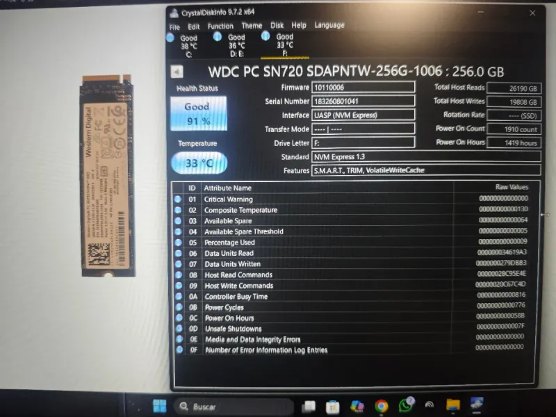SSD WD 256GB NVMe M.2 SN720 afbeelding 2