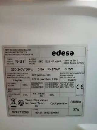 Nevera Combi Edesa Blanca