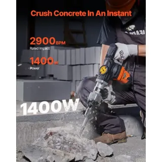 Martillo Demolición 1400W 19J 2900BPM + Accesorios