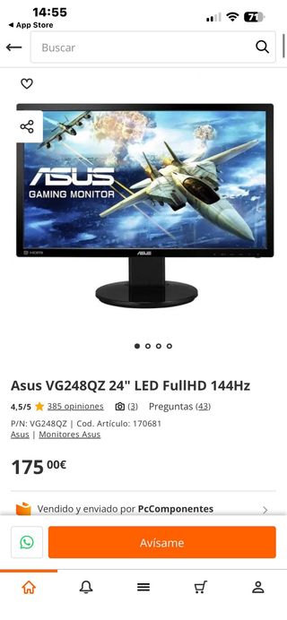 Monitor Asus VG248QZ 24 144Hz Full HD