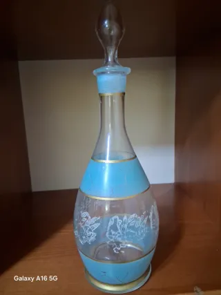 Bottiglia vino Vintage Decorata Blu Oro
