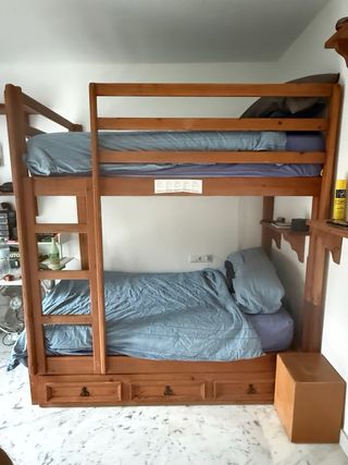 Litera Madera Maciza con Cama Extraíble