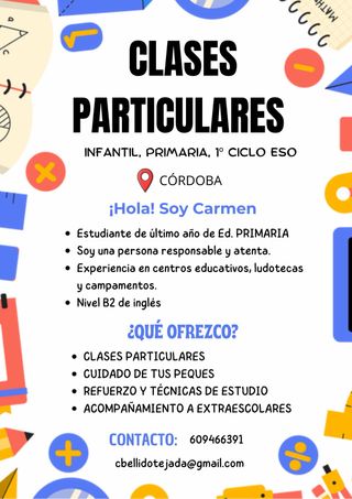 Servicio de clases particulares y canguro